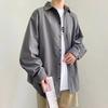 Camisa de color sólido estilo Hong Kong de otoño para hombre, de manga larga, estilo coreano, moderna y elegante, chaqueta holgada, camisa informal para parejas