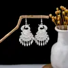 Aretes de Pavo Real Cloisonné Imitación Totem Minoría Miaoli Fénix Aretes de Campana Punto Escénico Aretes Calientes
