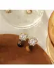 Brincos de Inverno Estilo Maillard com Pedras Imitação de Olho de Tigre e Strass Integral, Novo Modelo Popular com Toque de Luxo, Brincos Elegantes e Grandiosos para Mulheres com Hastes de Prata