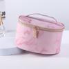 Bolsa Cosmética Rosa Fosca para Mulheres, Bolsa Tote de Couro PU de Grande Capacidade, Necessaire Feminina Atacado, Estilo Chinês Artístico