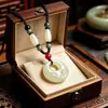 Collar unisex estilo chino con colgante de doble pez de jade Hetian imitación, para la paz, con Guanyin, Buda panzudo y Pixiu para atraer riqueza