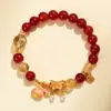 Pulsera para Mejor Amiga con Cuentas de Ágata Roja Citrina Nuevo Estilo Chino Perla de Agua Dulce Mariposa Bolsa de la Suerte Pulsera de Cristal Amarillo
