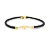 Pulsera de Cuerda Negra Más Vendida Transfronteriza Letras Inglesas A-Z Corazón de Melocotón Chapado en Oro Iniciales Inglesas Grabadas Pulsera Ajustable