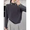 Camiseta Base de Punto Estilo Europeo con Cuello Medio Alto para Mujer, Nuevo Estilo Primavera y Otoño 2026, Suéter Interior Muy Atractivo, Top Ajustado