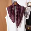 Bufanda Cuadrada de Espiga Simple y Elegante de 65 cm para Mujer, Bufanda de Seda de Lujo Ligero de Gama Alta, Bufanda Multifuncional para Viajes, Chal y Bufanda