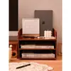 Estante de Almacenamiento de Escritorio de Madera Maciza Gabinete Multifuncional para Esquina de TV Estante de Almacenamiento Multicapa Portadocumentos de Papel Tamaño A4 Estantería Organizador de Juego de Té