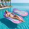 Nueva Fila Flotante Inflable con Degradado Morado Rosa Entretenimiento de Piscina de Verano Cama Flotante de Tela de Malla de PVC Espeso para Una Persona