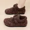 Clan Yue Nuevo Invierno Zapatos de Piel para Mujer Más Terciopelo Engrosado de Moda Versátiles Cómodos Suela Suave Cálidos Zapatos de Algodón para Mujer