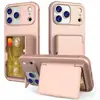 Adecuado para funda de teléfono móvil Apple Iphone17Promax, Anticaída, Soporte para Tarjetas con Espejo Plegable, PC Transfronterizo