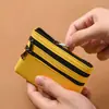 Bolsa para Monedas para Hombre y Mujer, Bolsa para Llaves, Tres Capas con Cremallera, Bolsa de Almacenamiento de Tela, Billetera Pequeña de Lona Simple para Estudiantes, Mini