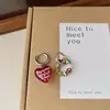 Estilo Año Nuevo Coreano Navidad Colorido Esmalte Rosa Burbuja Amor Collar de Perlas Pendientes Dulces Lindos