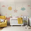 Papel de parede nuvem de estrelas 3D Fundo de parede mural decoração Sol quarto de criança rosa tecido de parede quarto de princesa quente tecido de parede