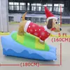 Suprimentos de Natal Infláveis de 1,5m Dachshund Surfing Inflável Luzes LED Layout do Local Decorações de Pátio