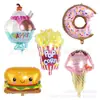 Nuevo globo de película de aluminio para palomitas apertura arreglo pajilla de hamburguesa helado de fresa globo gourmet venta al por mayor