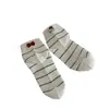Calcetines Cortos Rayados para Mujer Verano Finos Transpirables de Algodón Lindos Bordado de Dibujos Animados Gato Caña Corta Femeninos Calcetines Tipo Barco Versátiles