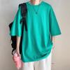 Camiseta de manga curta marca de moda masculina verão casual solto all-match gola redonda camisa de fundo meia manga camiseta branca básica