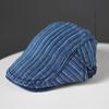 Sombrero para Hombre Primavera y Otoño Estilo Coreano Lavado Rayado Retro Sombrero de Visera Marca de Moda Estilo Japonés Gorra de Pintor para Exterior para Mujer