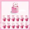 Decoración para Fiesta de Cumpleaños Tema Lazo Rosa Suministros Bandera-tirando Mesa Tenedor de Pastel Globo Traje de Decoración para Fiesta