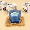 Vela Perfumada de Vidrio, Taza Rayada, Luz y Sombra, Cena Romántica a la Luz de las Velas, Vidrio con Forma de Corazón, Vela para Arreglo Festivo