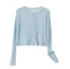 Camisa corta de verano con aire acondicionado, falda, blusa, transpirable, ligera, chal pequeño, cárdigan de punto de lino de hielo para mujer, chaqueta protectora solar