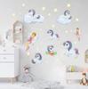 Nuevo Elfo de Dibujos Animados Nube Blanca estrella habitación infantil jardín de infantes pintura decorativa autoadhesiva DIY impermeable unicornio pegatina de pared