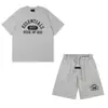 Marca Tendência Transfronteiriça Sub-Marca Fog Ess Velvet Camiseta de Manga Curta Essenciais High Street Conjunto Fear of God