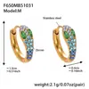 Brincos Omaca Coloridos de Zircônia em Formato U Aço Inoxidável Banhado a Ouro Real 18K Formato de Cobra Full Diamond Luxo Acessível Moda Brincos Versáteis