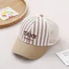 Boné infantil listrado de meia-malha com proteção solar da moda, boné de beisebol estilo celebridade da internet de verão transfronteiriço, boné de beisebol infantil estilo rua coreano