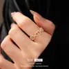 Anillo Abierto de Nariz de Cerdo con Circonita Chapado en Oro Real, Anillo de Dedo Índice de Gama Alta Nicho, Joyería de Estilo Minimalista Moderna y Única