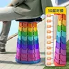 Taburete plegable portátil para exteriores, taburete telescópico arcoíris, silla de plástico, taburete de camping, taburete de picnic, taburete retráctil engrosado popular