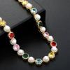 Moda Dorada Australia Cadena de Caramelo de Roca Cuadrado Colorido 10mm Conjunto Completo Zircón Perla Pulsera Hip Hop Cubano Europeo y Americano Collar