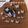 Joyería para Uñas Artísticas Japonesas Nueva Plata Circonita Serie Flash Bow Colgante de Corazón Lazo de Cinta