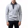 Nuevo suéter de punto para hombre, estilo a cuadros, cuello de camisa falso, dos piezas, estilo transfronterizo europeo y americano, moderno y casual