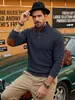 Top de hombre de jacquard texturizado con cuello mao estilo americano transfronterizo con parches de manga de color contrastante, polo casual de punto de manga larga Amazon