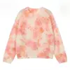 Suéter de mohair degradê com caimento solto, tricot com bordado à mão, gola redonda, novo estilo para o início do outono, top feminino de manga longa para mulheres