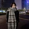 Bufanda de pata de gallo para mujer Otoño e Invierno Nuevo Estilo Estudiante Japonés Combinable Engrosada Cálida para el Cuello Borla Invierno Estilo Ins