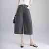 Si Jeans Mujer Verano Delgados Blanco Algodón Puro Adelgazantes Cintura Alta Pierna Ancha Shorts Ropa de Trabajo para Mujer Pantalones Acortados 8283