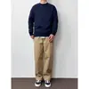 Calça Casual Básica Reta Cor Sólida Estilo Japonês para Homens, Calça Versátil Cor Cáqui de Caimento Solto para Primavera e Outono