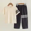 Pijamas para Niños, Conjuntos de Algodón Delgado de Manga Corta de Verano para Niños, Ropa de Casa para Niñas, Ropa Familiar, Ropa para Climas con Aire Acondicionado para Niños Medianos y Grandes