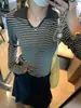 Mochie Rosto Liso Menina Coreana Fibra de Vinagre Tencel Mistura de Lã Gola Polo Casual Manga Longa Camisa Base MQ1953