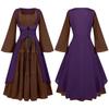 Vestido longo de renda com gola quadrada e manga bufante para mulheres europeias e americanas, vestido vitoriano