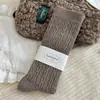 Meias femininas Suxinaimin para outono e inverno, de algodão e linho com textura canelada e torcida, comprimento até o meio da panturrilha, estilo japonês, adequadas para sapatos Birkenstock, meias empilhadas da moda