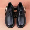Zapatos de Hombre para Otoño Superficie de Cuero Suela Blanda Zapatos Casuales Zapatos de Vestir de Cuero para Hombre Con Cordones Negros Zapatos de Trabajo para Hombre Cuero de Microfibra