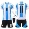 Camiseta de Fútbol de Argentina 2024 No. 10 Messi 11 Di Maria Jersey Copa América Traje de Pantalón Negro para Niños Manga Corta