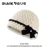 Nuevo gorro de punto con lazo lindo estilo coreano para otoño e invierno, gorro de pescador versátil, cálido y a prueba de frío para mujer