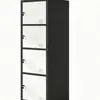 Armario Metálico de Dos Tonos Blanco y Negro de Cuatro Puertas Tipo Vertical Estrecho con Cerradura Gabinete de Almacenamiento Proveedor Personalizable