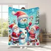 Suministro transfronterizo de mantas de peluche con estampados de dibujos animados de lindos muñecos de nieve y Papá Noel navideños, Mantas de regalo de Navidad