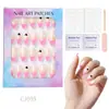 24 Peças de Unhas Postiças Usáveis para Adultos Produtos Acabados Transfronteiriços Patches de Manicure de Alta Qualidade Manicure Amêndoa Removível Atacado