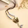 Collar Largo de Mariposa Joyería de Cerámica Jingdezhen Accesorios de Cadena para Suéter Colgante Estilo Étnico Retro Suministro en Vivo Femenino