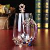 Taza de Agua Creativa de Lujo Ligero Europeo Color Esmalte Taza de Té de Flores Vaso de Cristal Resistente al Calor Regalo de Negocios
